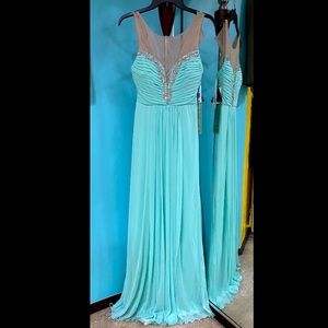 teal blue prom dress/long dress